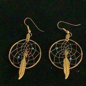 Vintage Dream Catcher Goldtone Earrings